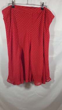 Jaclyn Smith Red and White Polka Dot Chiffon Ruffle Skirt Plus Size 2X